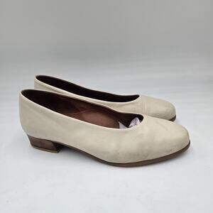 Beautifeel Israel Shoes Cream Ivory Leather Block Heel Handmade EU 39 M 8.5